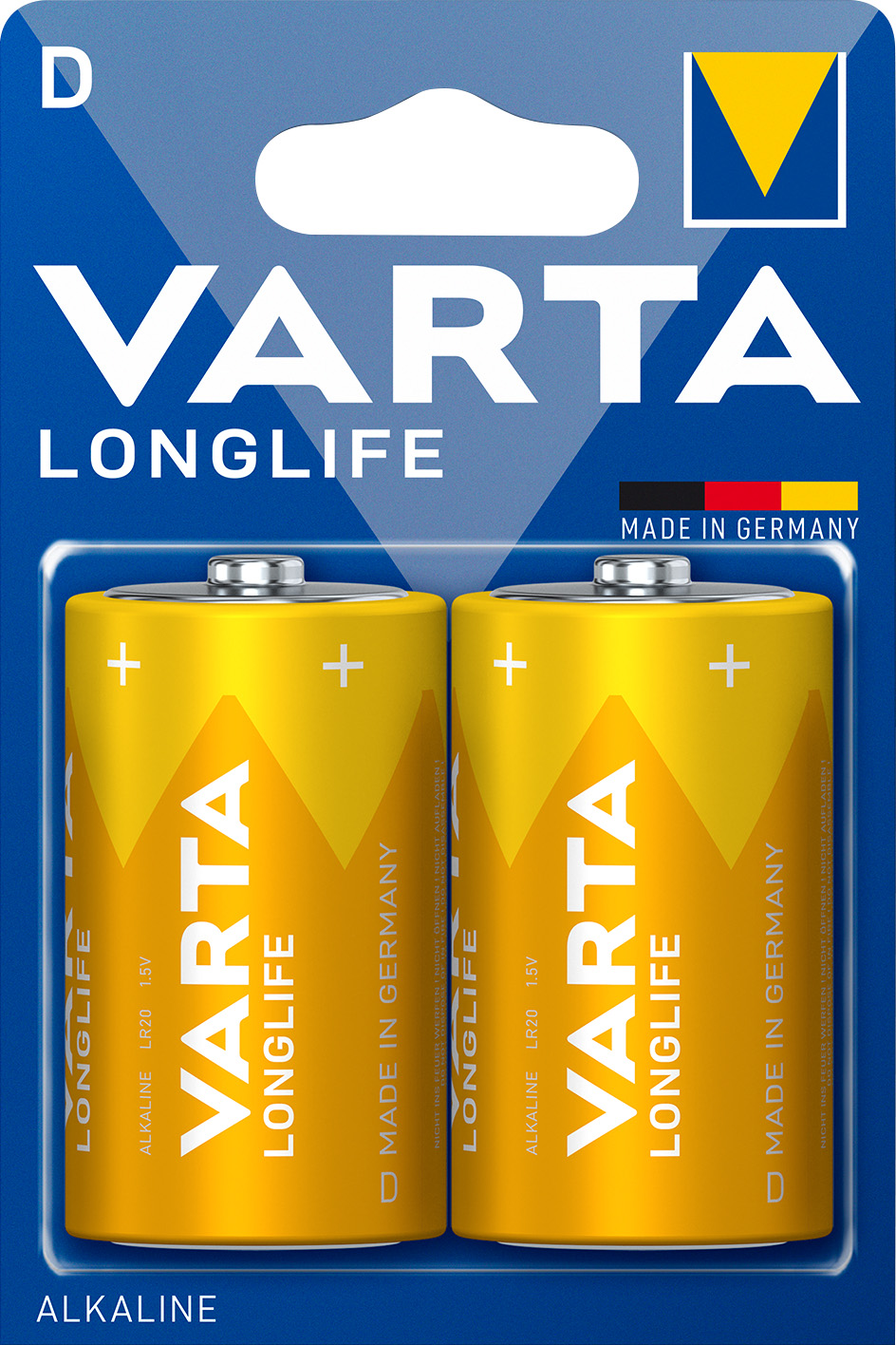 Varta Batterie Alkaline, Mono, D, LR20, 1.5V Longlife, Retail Blister  (2-Pack) – Lux-Batteries GmbH